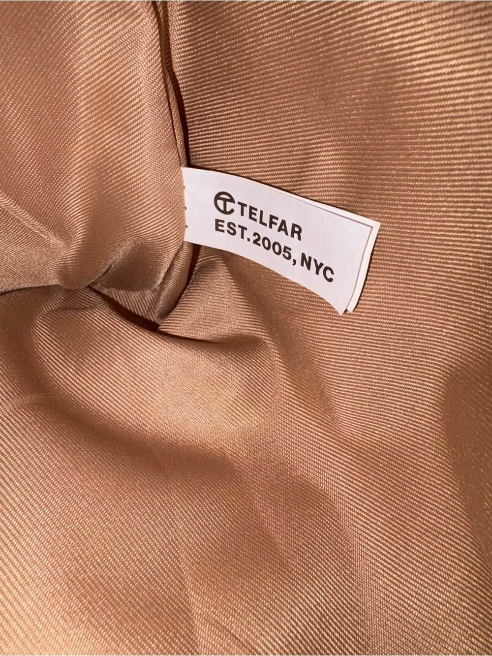 Beige TELFAR Patent Tote Bag with Embossed Monogram